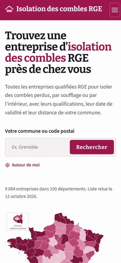 La même page sur téléphone