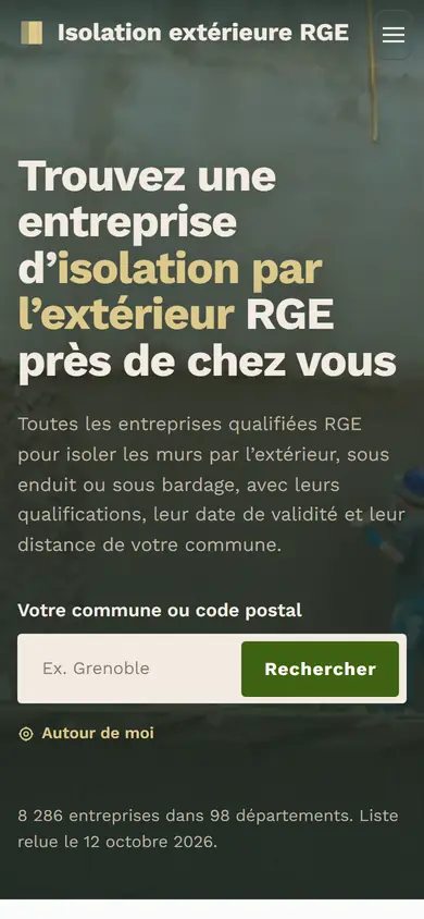 La même page sur téléphone