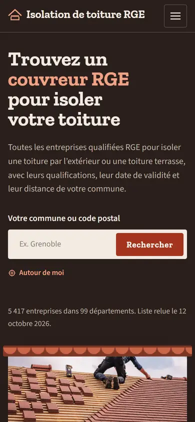 La même page sur téléphone