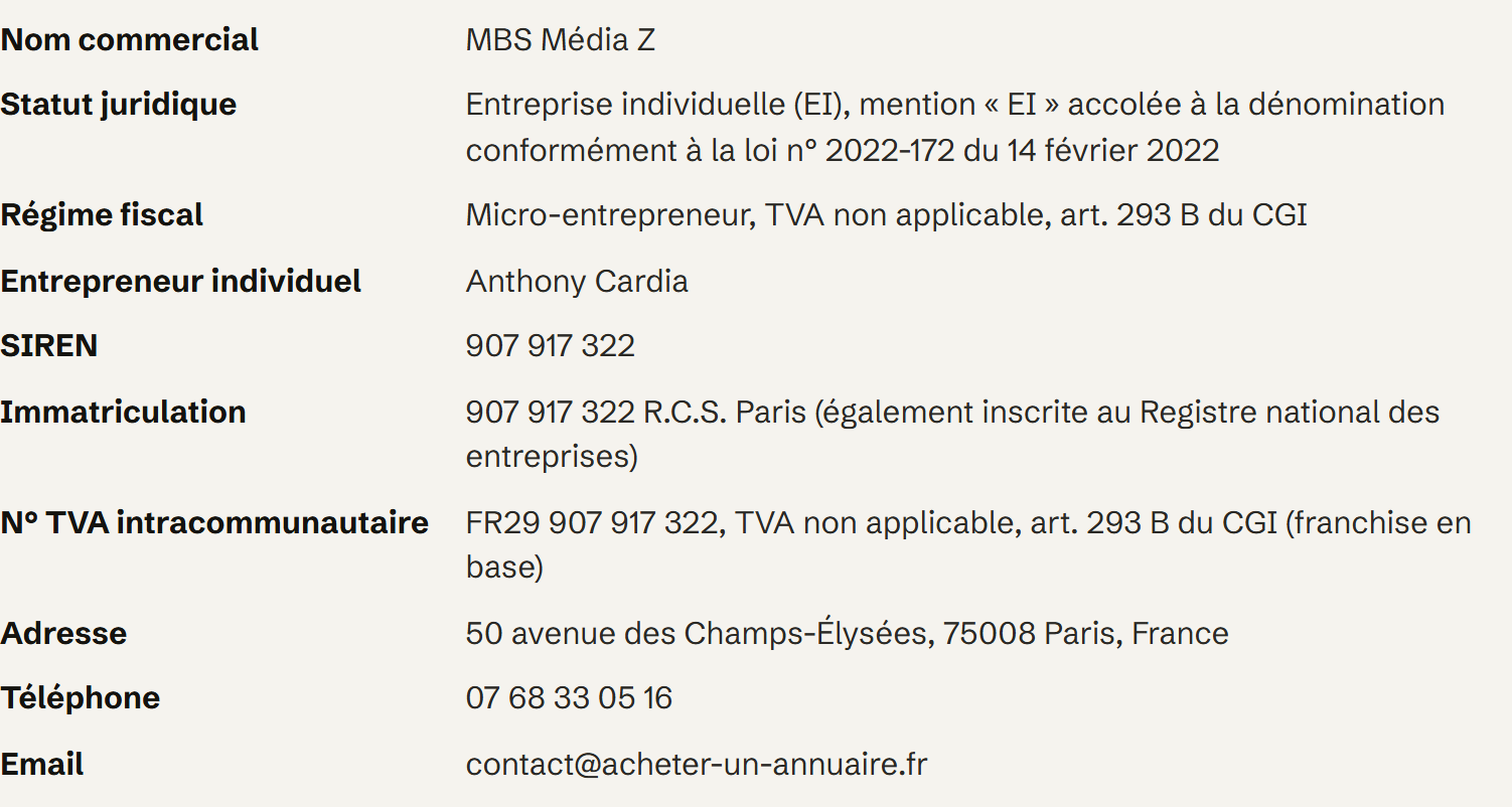 Informations sur l’éditeur