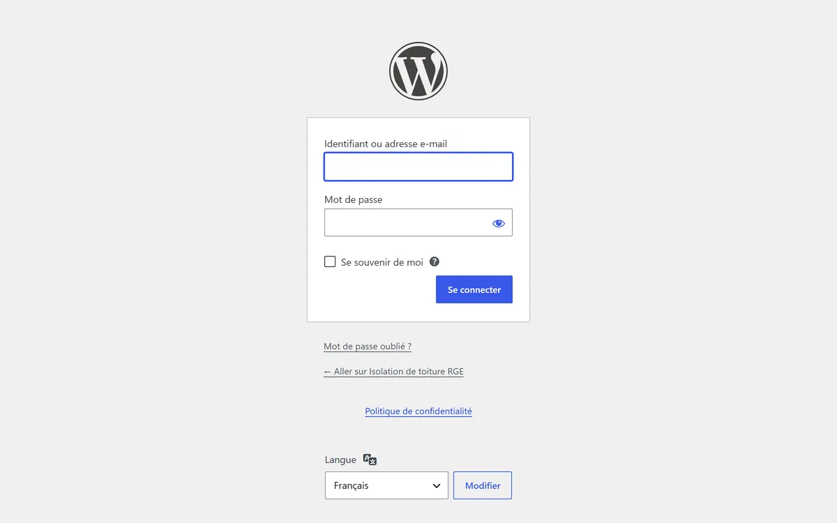 Page de connexion de WordPress